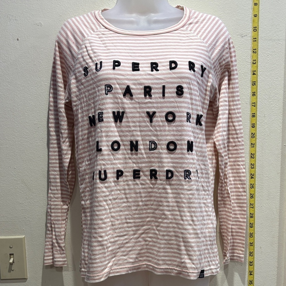 Superdry Light Pink Striped Long Sleeve Tee